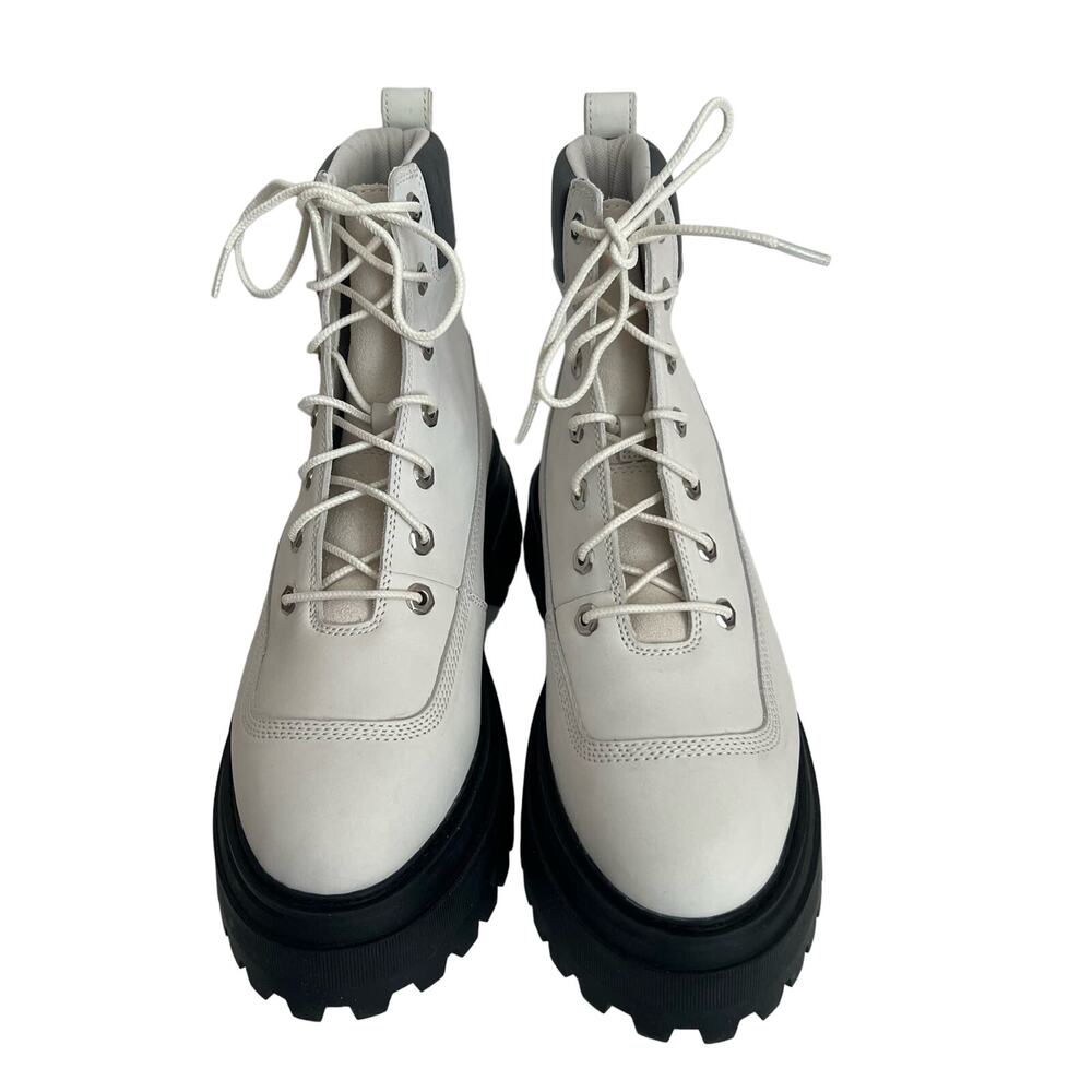 Timberland Leather Sky 6”Lace Up Platform White Combat Boots Women Size 10 - Picture 4 of 12